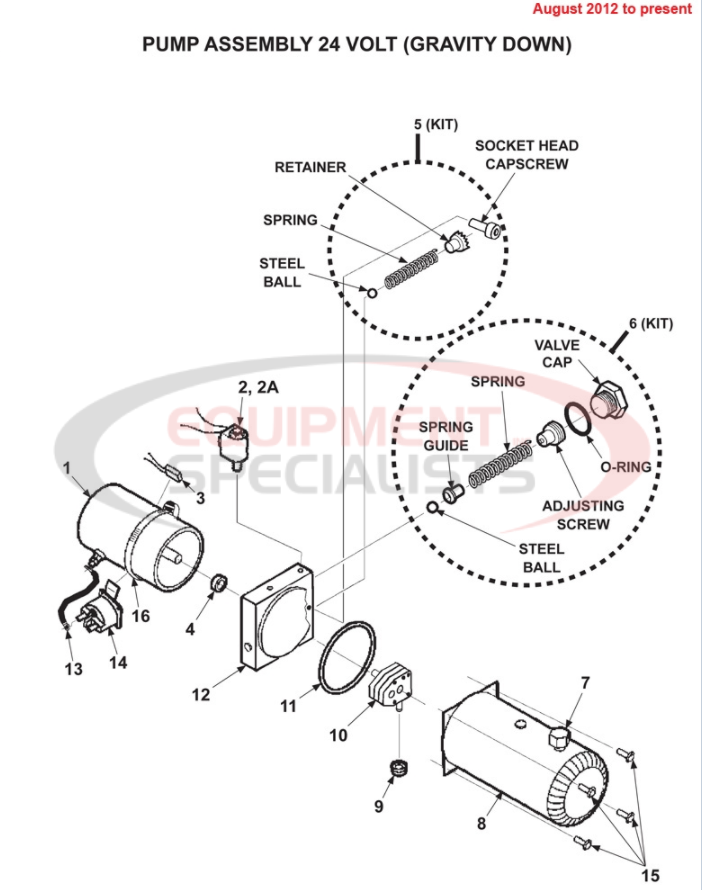 Maxon RCM Pump Assembly 24 Volt Gravity Down Parts Diagram Breakdown Diagram