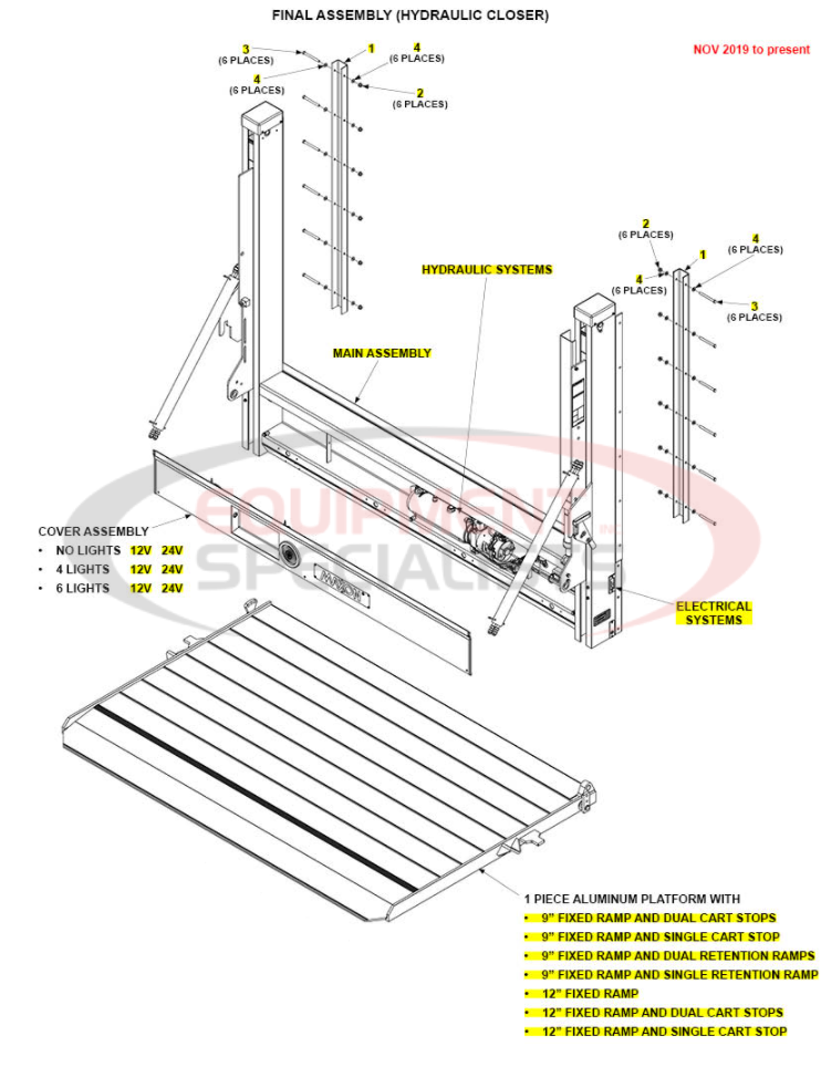 Maxon DMD Final Assembly Hydraulic Closer Parts Diagram Breakdown Diagram