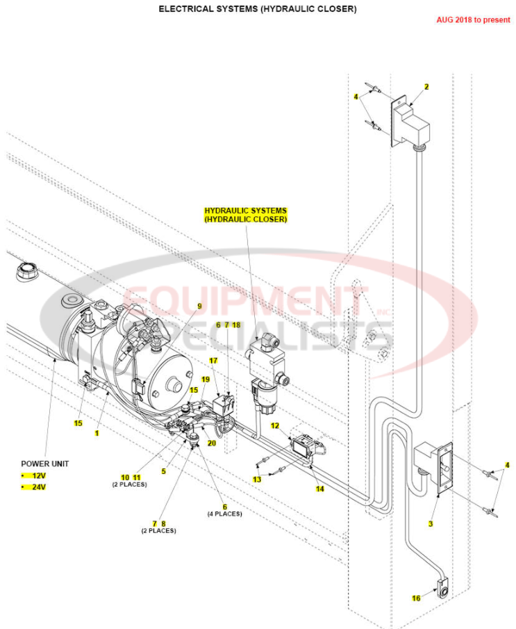 Maxon DMD Electrical Systems Hydraulic Closer Parts Diagram Breakdown Diagram