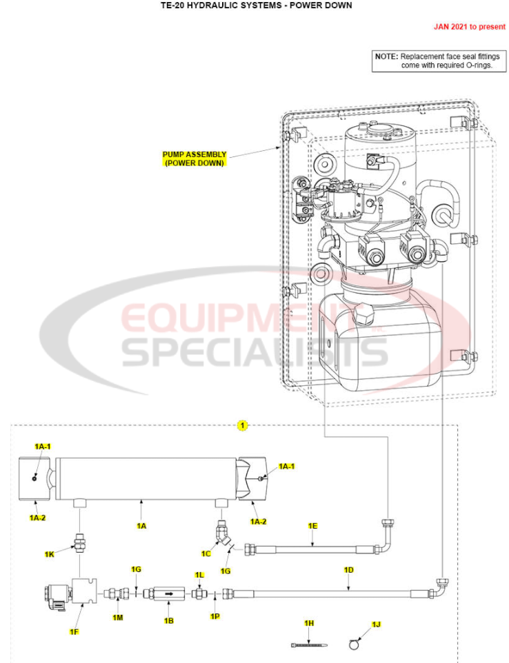 Maxon TE-20 Hydraulic Systems Power Down Parts Diagram Breakdown Diagram