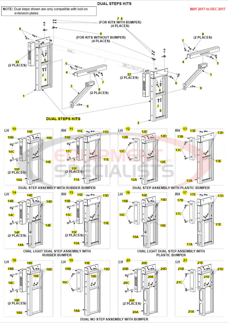 Maxon Tuk-A-Way TE20 Dual Steps Kits Parts Diagrams 2017 Breakdown Diagram