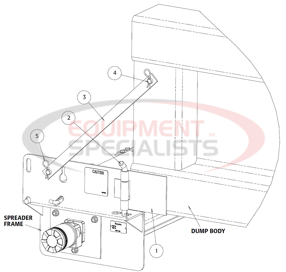 Buyers SaltDogg Hydraulic Under Tailgate Spreader Mounting Hardware Diagram Breakdown Diagram