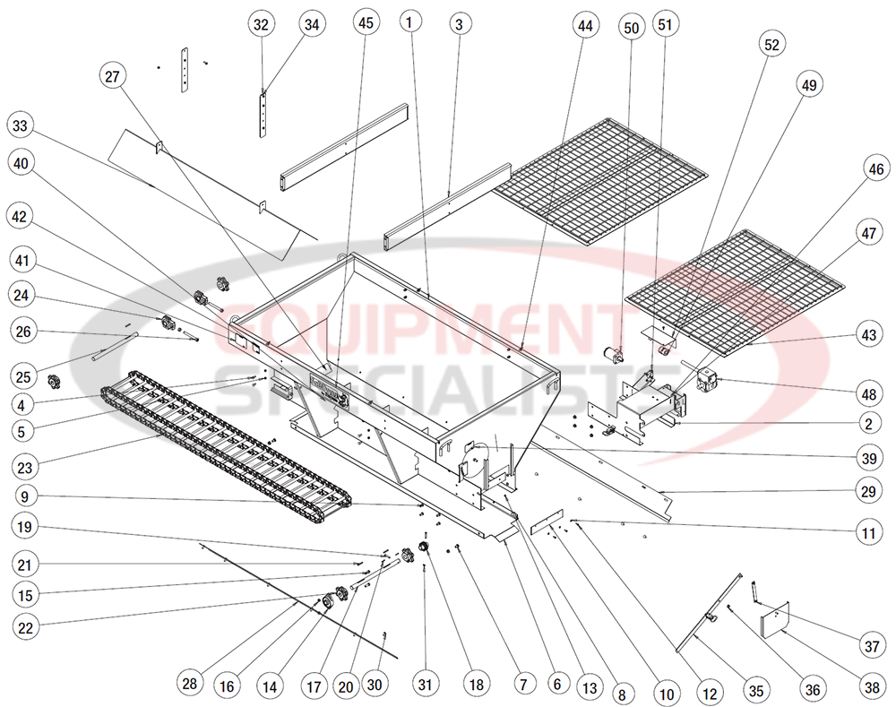 Buyers Salt Dogg Hydraulic 2.5 yd - 5.0 yd Hopper Assembly Breakdown Diagram