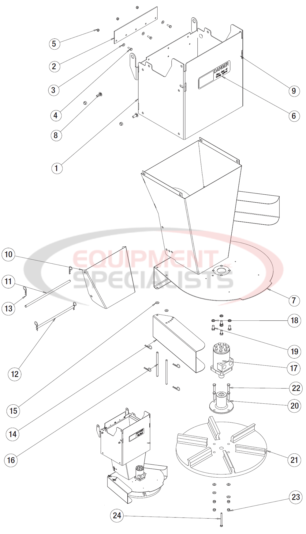 Buyers Salt Dogg Hydraulic 2.5 yd - 5.0 yd Chute Assembly Diagram Breakdown Diagram