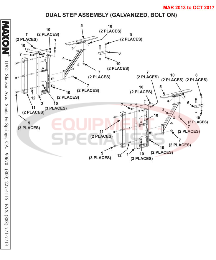 Maxon TE-20 Mar 2013 to Oct 2017 Dual Step Assembly (Galvanized, Bolt-on) Parts Diagram Breakdown Diagram