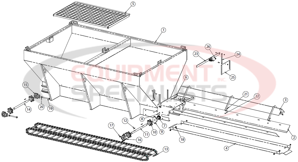 Buyers SaltDogg Medium Size Self Contained Hopper Spreaders Drive System Diagram Breakdown Diagram