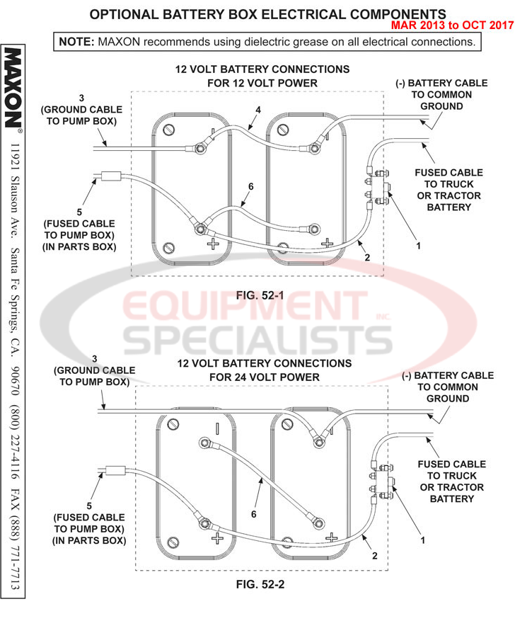 Maxon TE-20 Mar 2013 to Oct 2017 Optional Battery Box Electrical Components Parts Diagram Breakdown Diagram