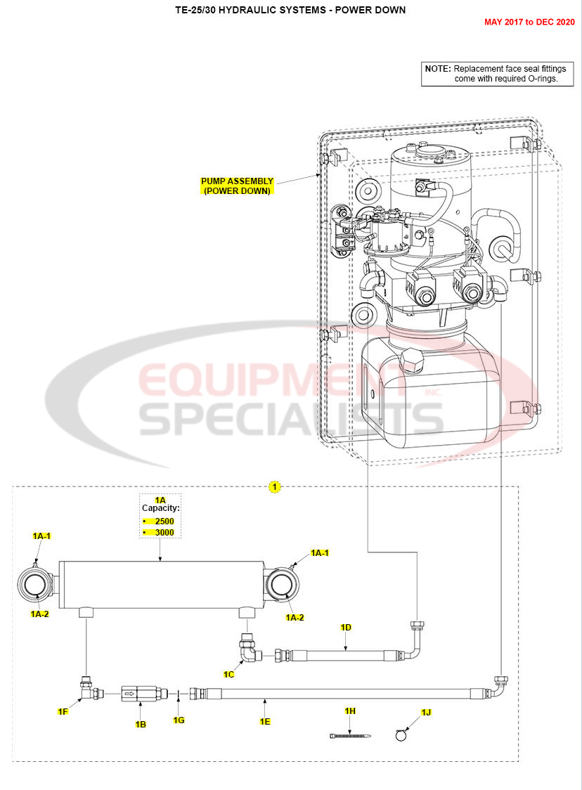 Maxon TE-25/30 Hydraulic Systems Power Down May 2017 to Dec 2020 Parts Diagram Breakdown Diagram