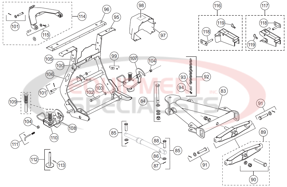 Western Ultramount 2 Pro Plus Lift Frame and A Frame Diagram Breakdown Diagram