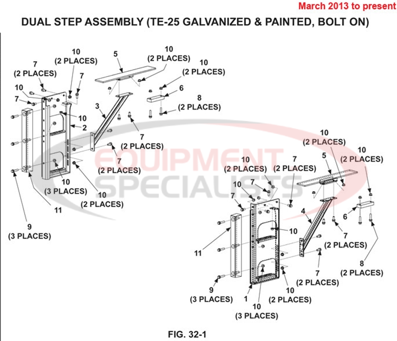 Maxon TE-25 Dual Step Assembly Galvanized & Painted Bolt On March 2013 to Present Parts Diagram Breakdown Diagram