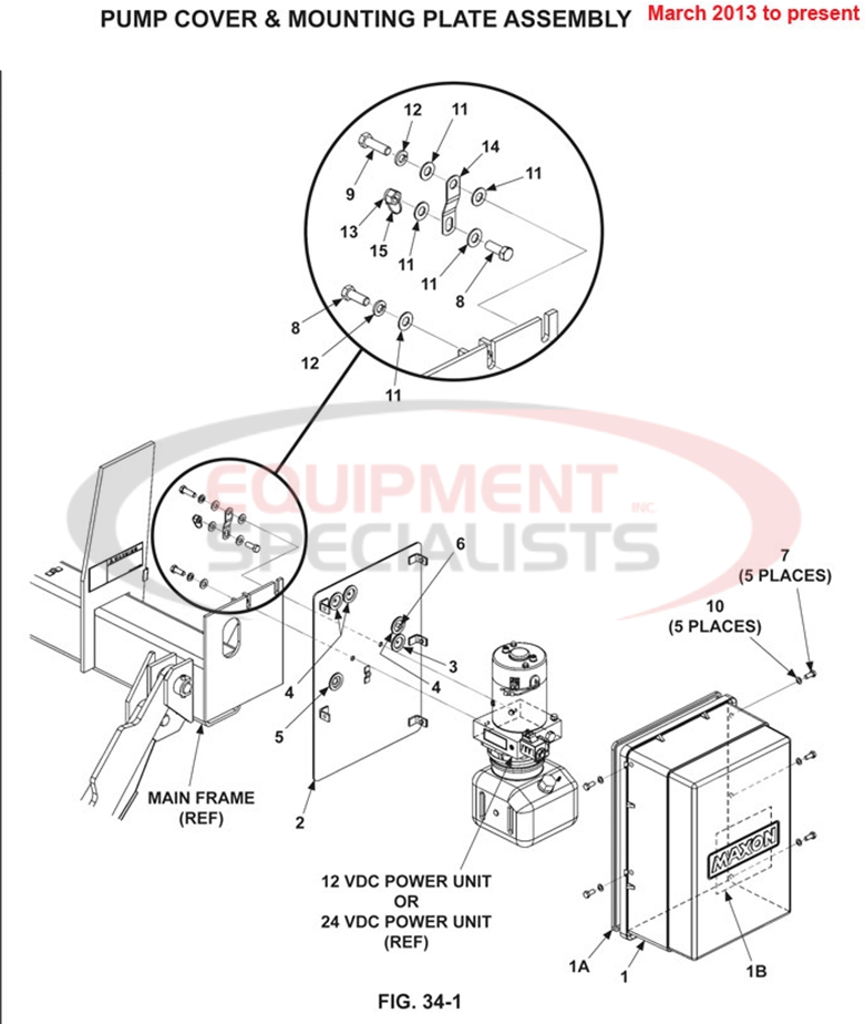 Maxon TE-25 Pump Cover and Mounting Plate Assembly March 2013 to Present Parts Diagram Breakdown Diagram