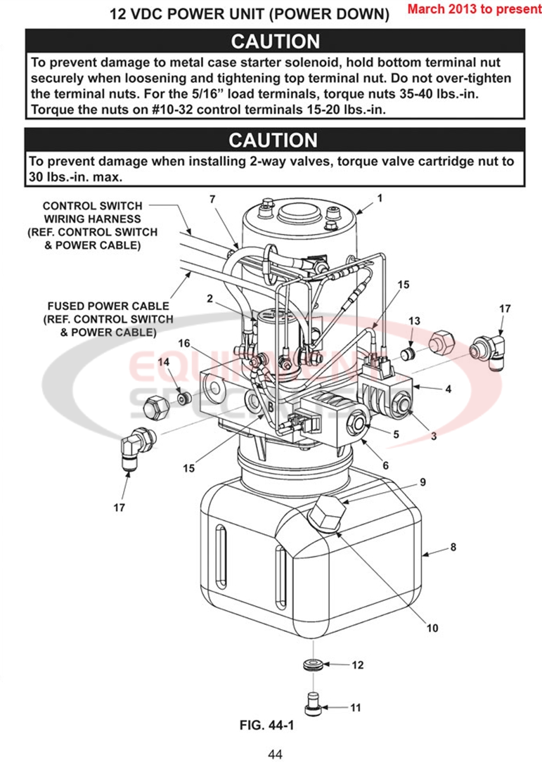 Maxon TE-25 12 VDC Power Unit Power Down March 2013 to Present Parts Diagram Breakdown Diagram