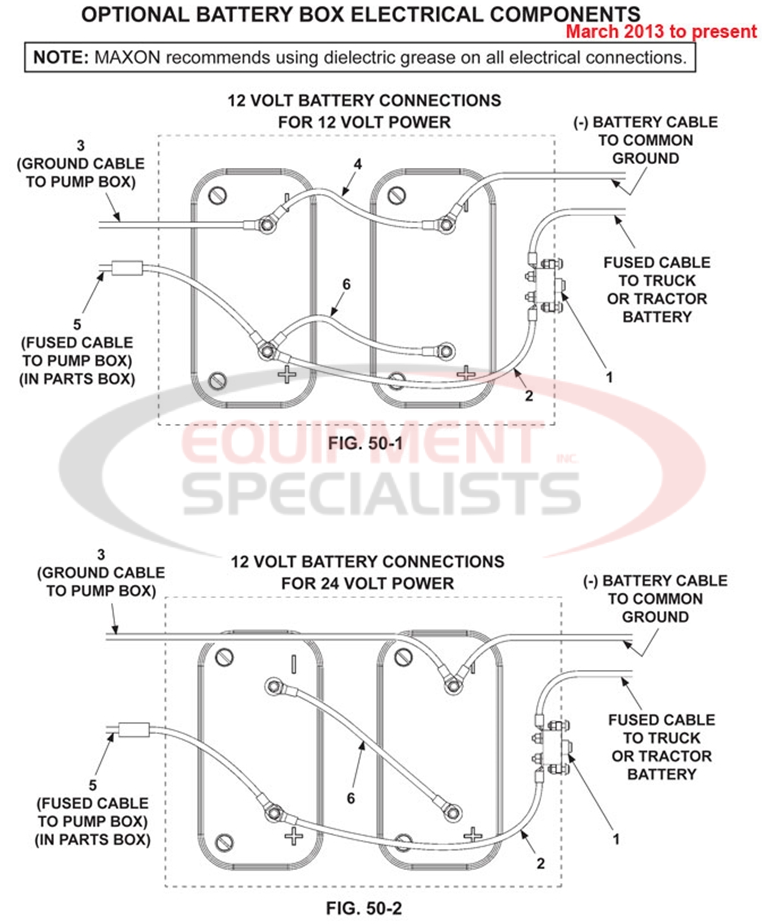 Maxon TE-25 Optional Battery Box Electrical Components March 2013 to Present Parts Diagram Breakdown Diagram