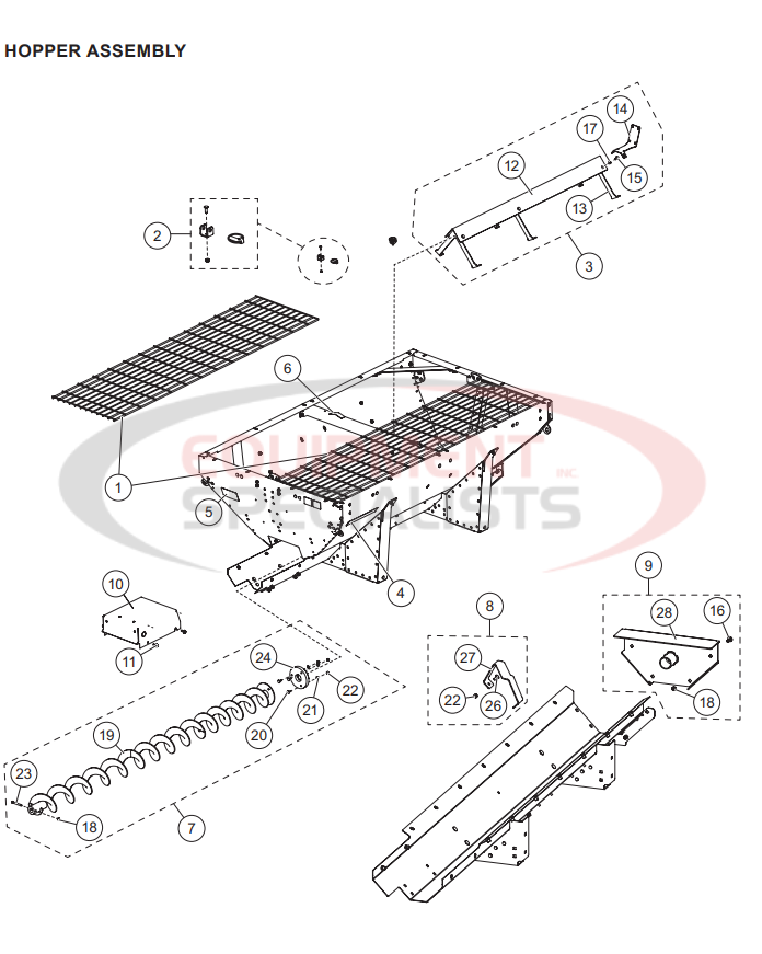 Western Marauder SS Hopper Spreader Hopper Assembly Parts Diagram Breakdown Diagram