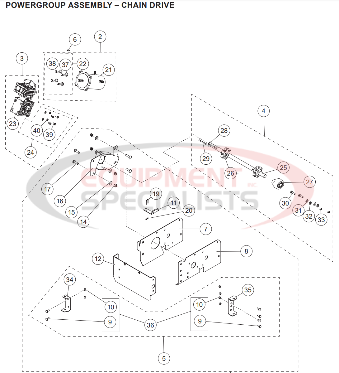 Western Marauder Hopper Spreader Powergroup Assembly Chain Drive Parts Diagram Breakdown Diagram