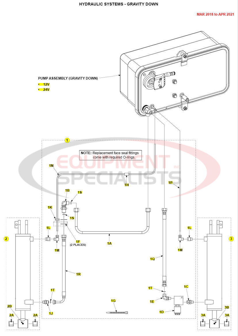 Maxon TE-25DC Hydraulic System Gravity Down Mar 2018 to Apr 2021 Parts Diagram Breakdown Diagram