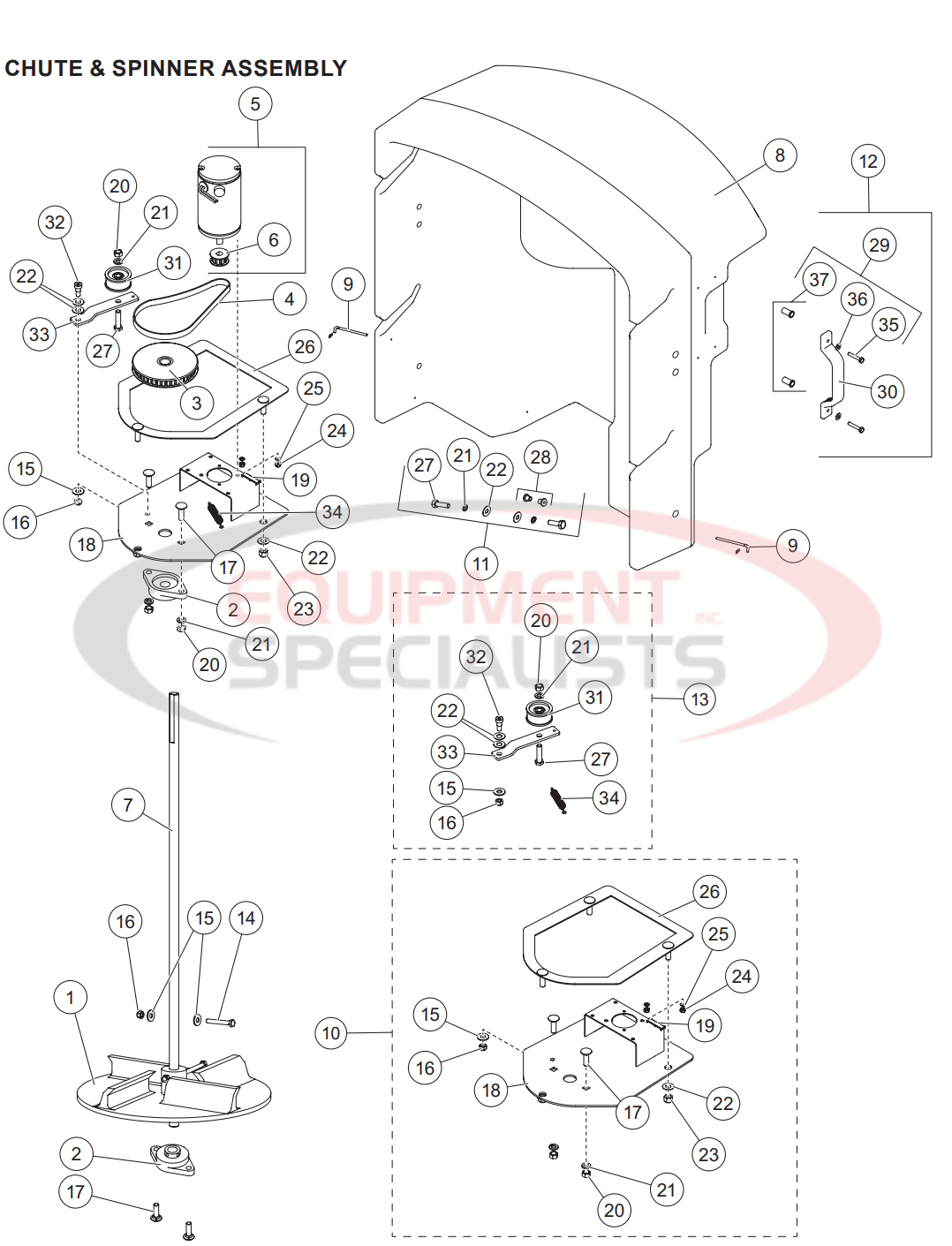 Western Tornado Fleetflex 201211 Chute and Spinner Parts Diagram Breakdown Diagram
