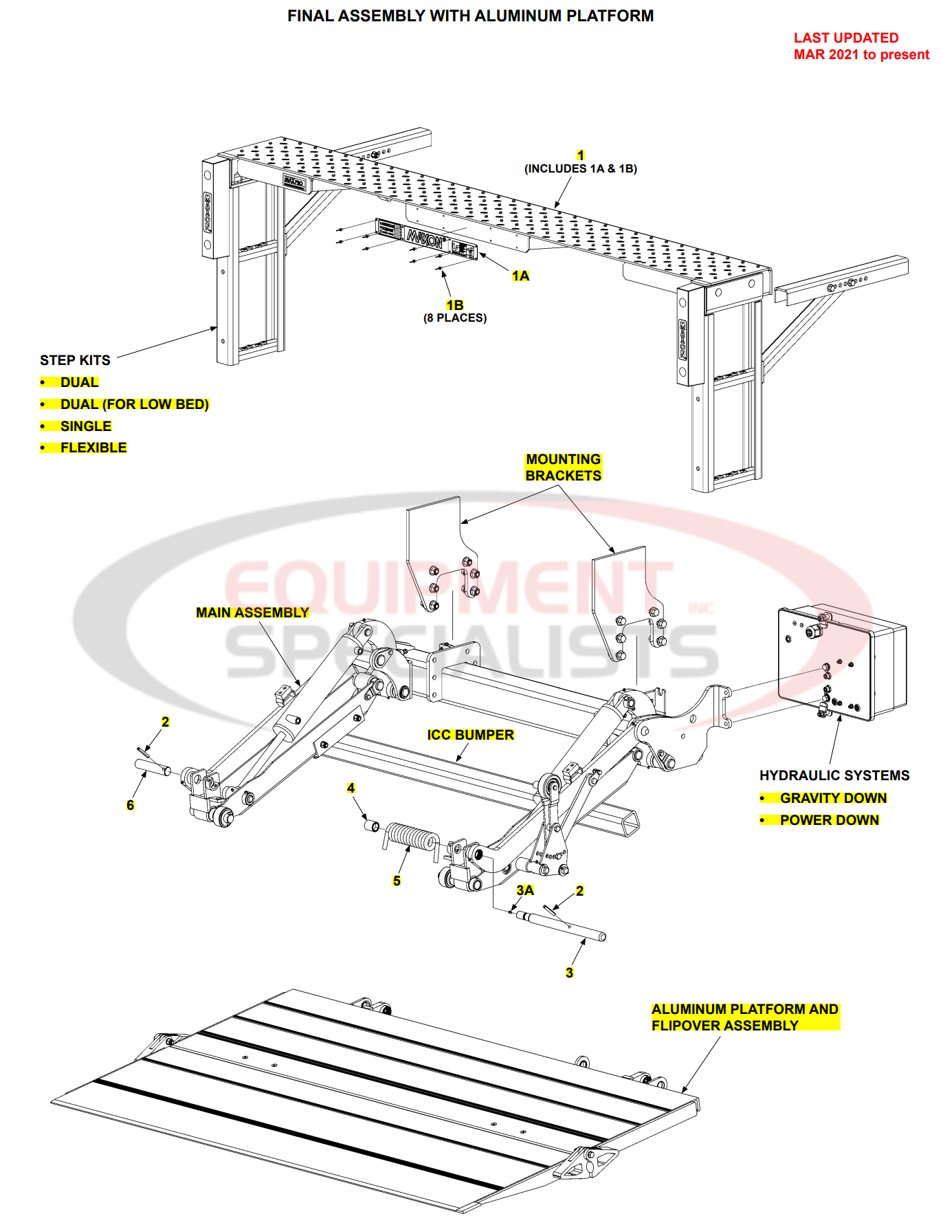 Maxon MXT-25/33 Final Assembly Aluminium Platform Parts Diagram Breakdown Diagram