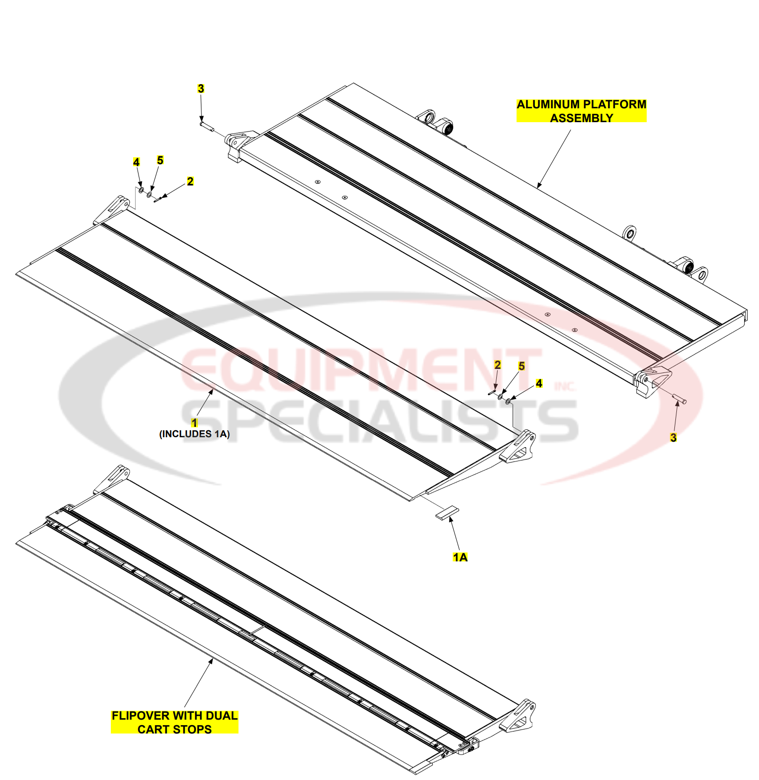 MXT 25 33 Aluminium Platform and Aluminium Flipover Assembly Breakdown Diagram