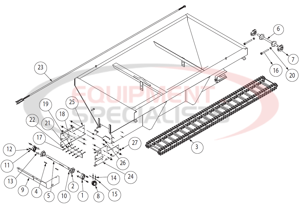 Buyers Salt Dogg Gas 1.5 yd - 2.5 yd Hopper Assembly Diagram Breakdown Diagram