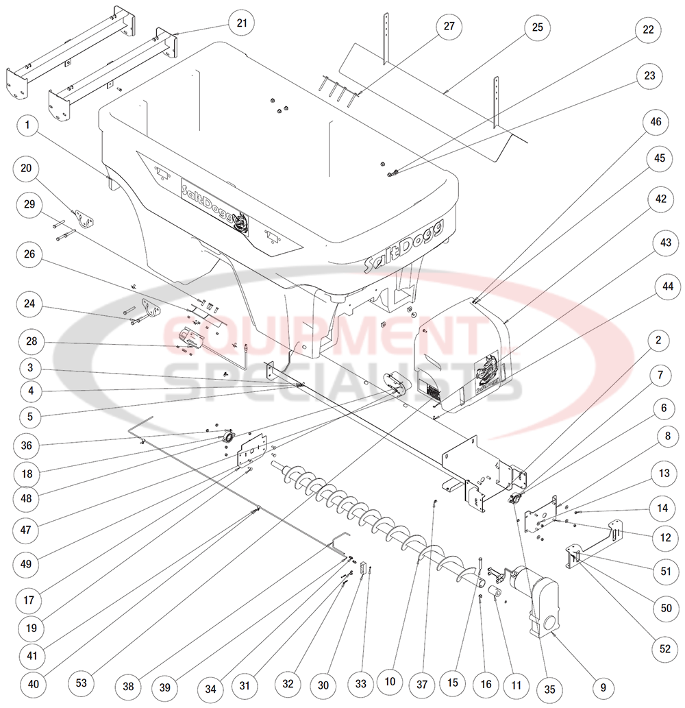 Buyers SaltDogg PRO2000 Hopper Auger Breakdown Diagram