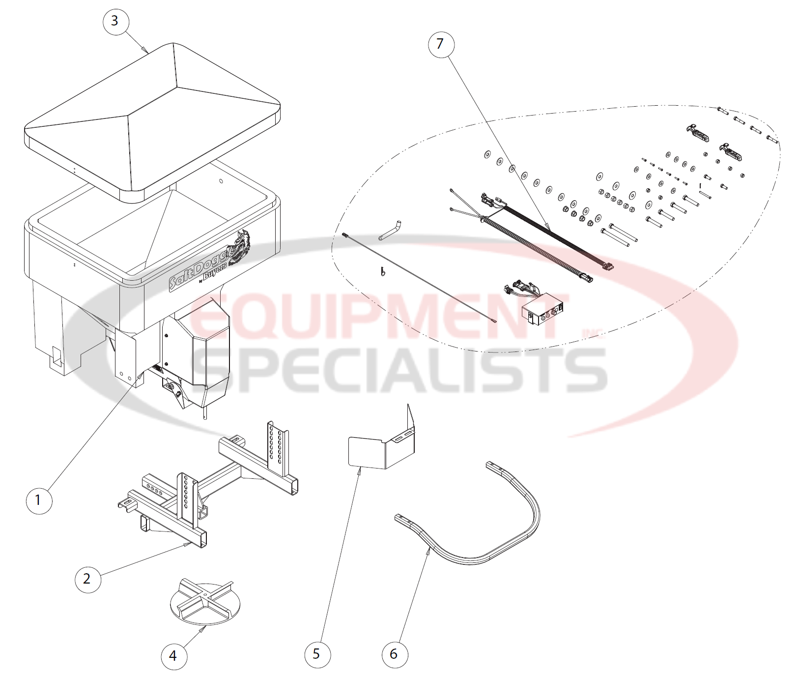 Buyers TGS03 Tailgate Auger Diagram Breakdown Diagram