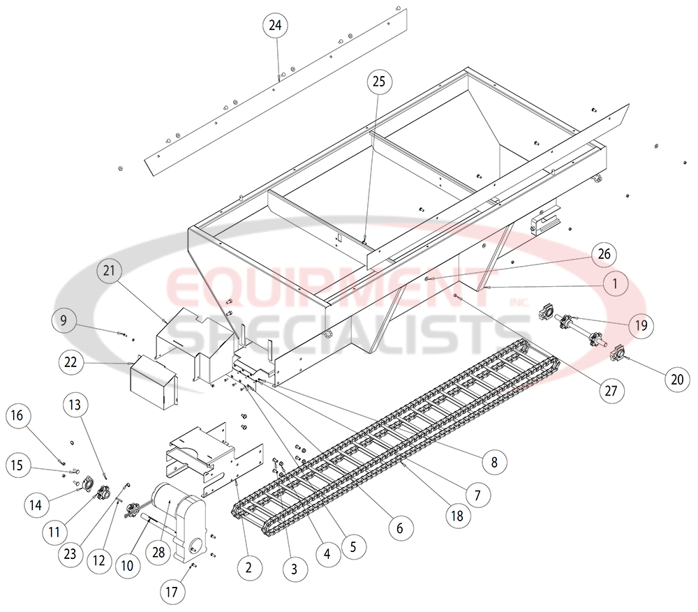 Buyers SaltDogg 1400601SS 1400701SS Hopper Assembly Breakdown Diagram