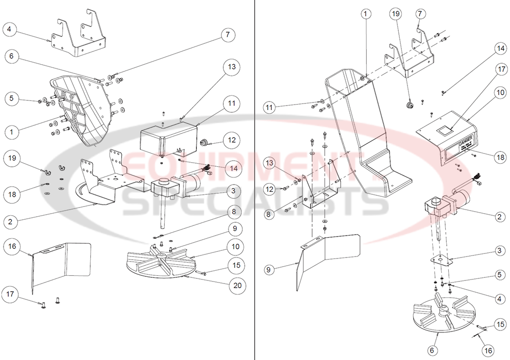 Buyers SaltDogg SHPE0750 New Chute and Extended Chute Diagram Breakdown Diagram