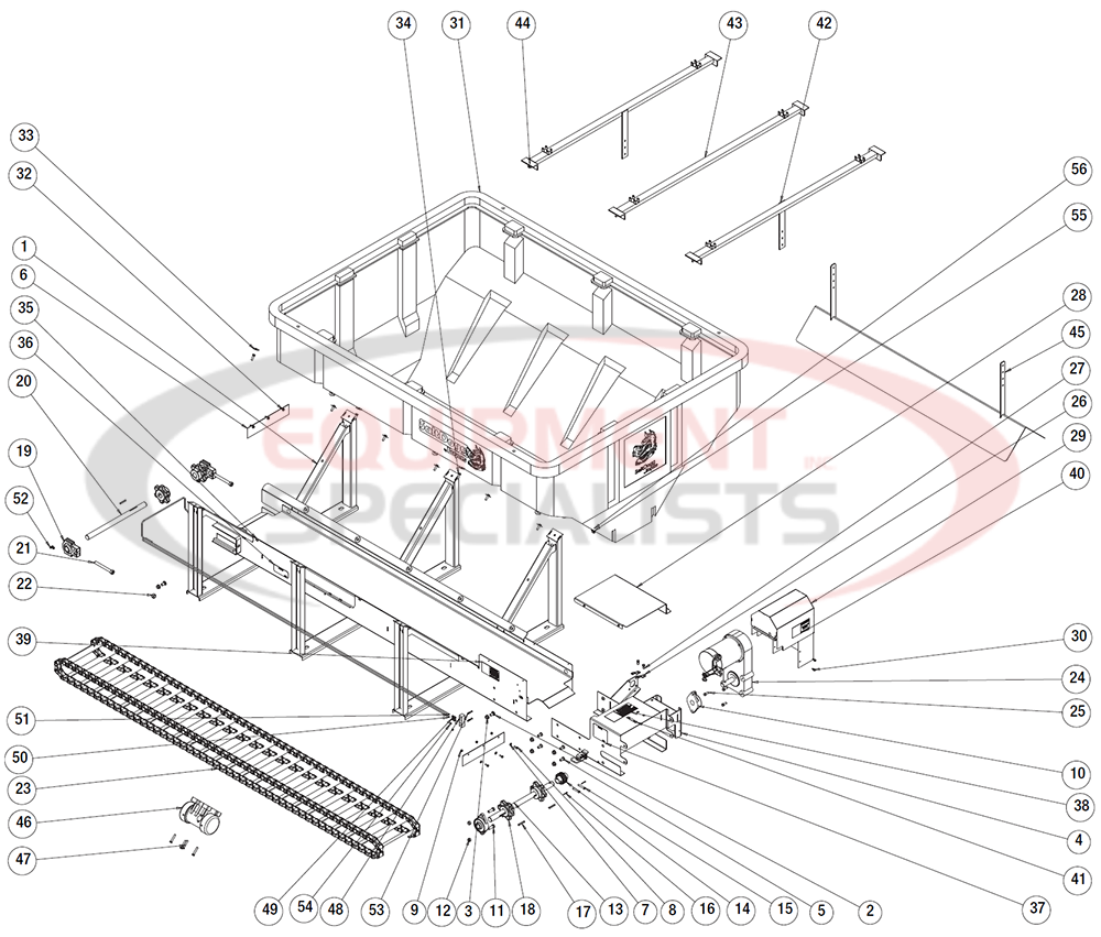 Buyers SaltDogg SHPE 4000CH Hopper Assembly Breakdown Diagram