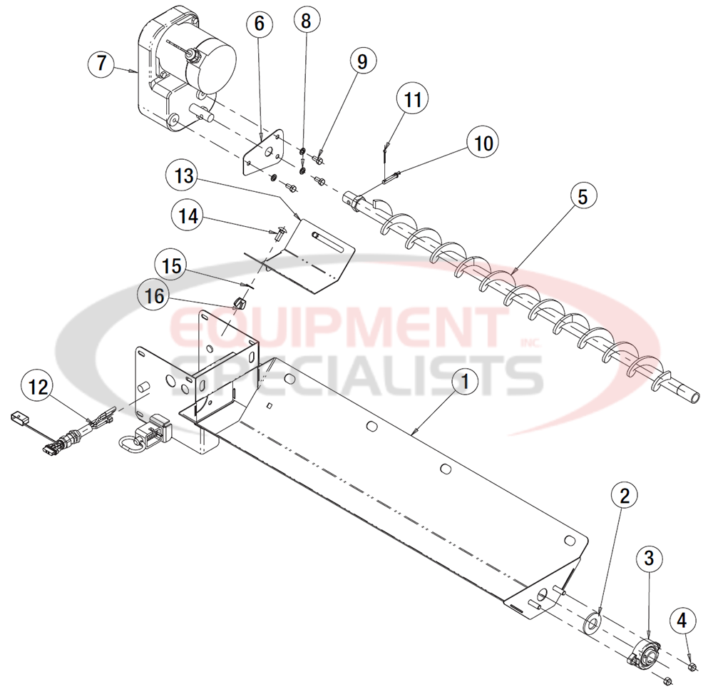 Buyers SaltDogg New Hopper Style SHPE 2000 Trough Assembly Breakdown Diagram