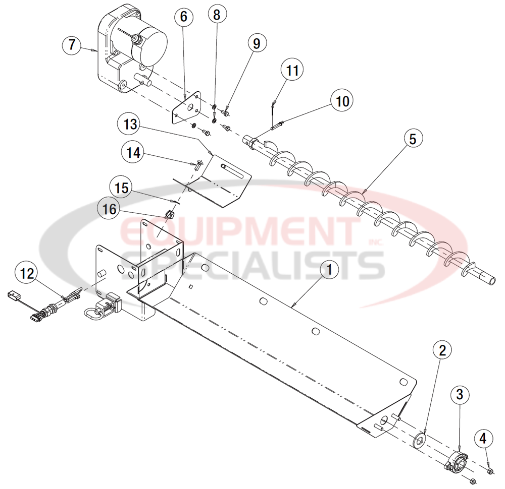 Buyers SaltDogg New Hopper Style SHPE 2000 Trough Assembly Diagram Breakdown Diagram