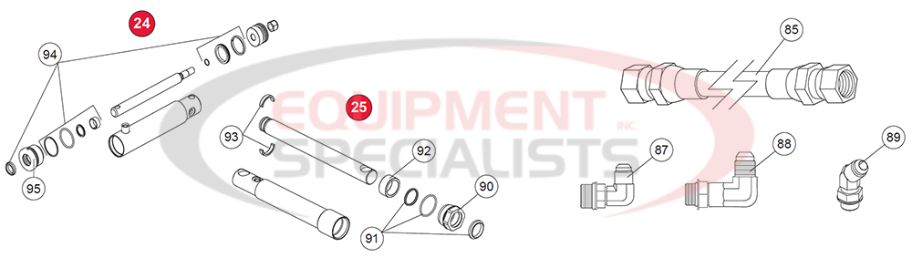 Western Ultramount HTS Hydraulic Rams and Fittings Diagram Breakdown Diagram