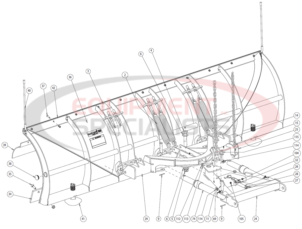 Buyers Snow Dogg CM100 Moldboard Diagram Breakdown Diagram