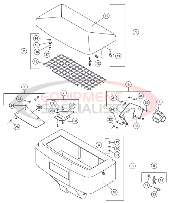 Western 525 Hopper, Vibrator & Baffle Diagram Breakdown Diagram