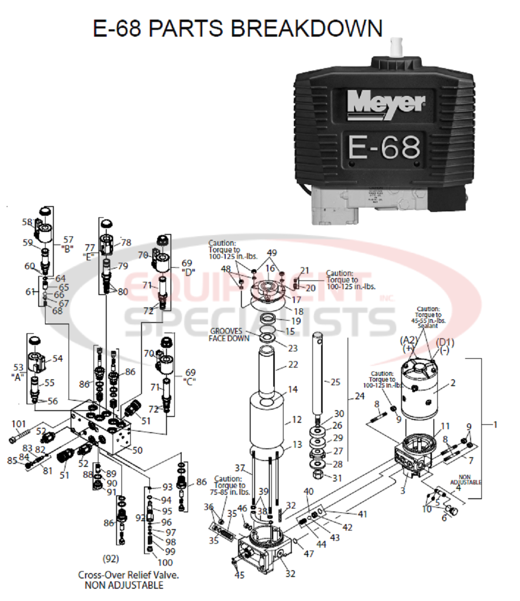 Meyer E-68 Parts Breakdown Diagram
