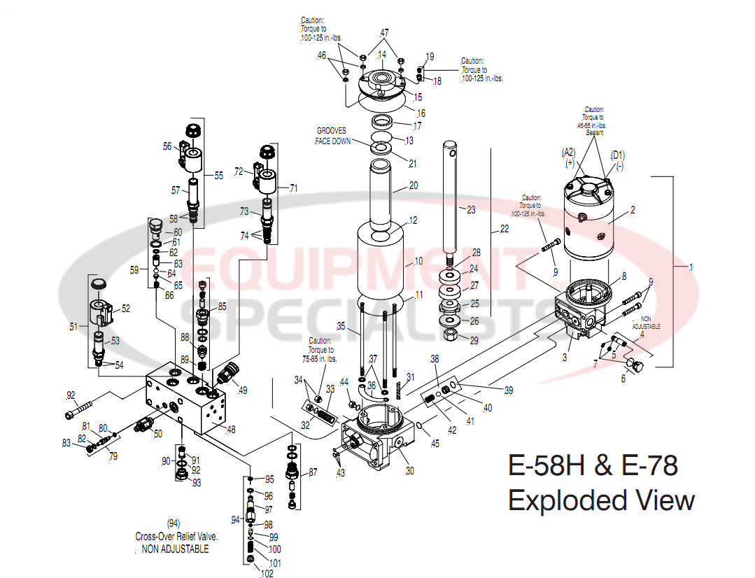 Meyer E-58H and E-78 Parts Breakdown Diagram