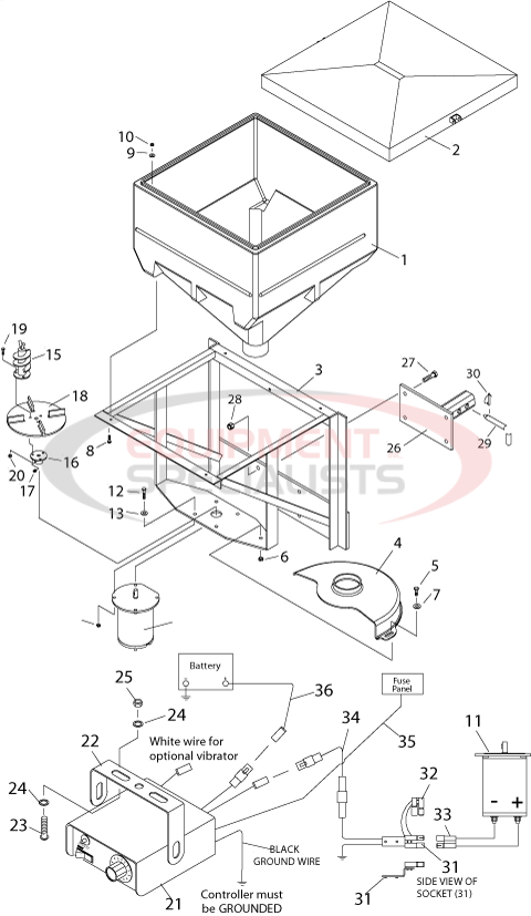 Meyer Mini Tailgate Spreader Diagram Breakdown Diagram