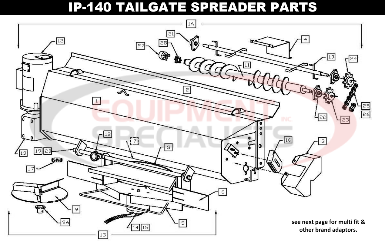 Downeaster IP-140 Tailgate Spreader Parts Breakdown Diagram