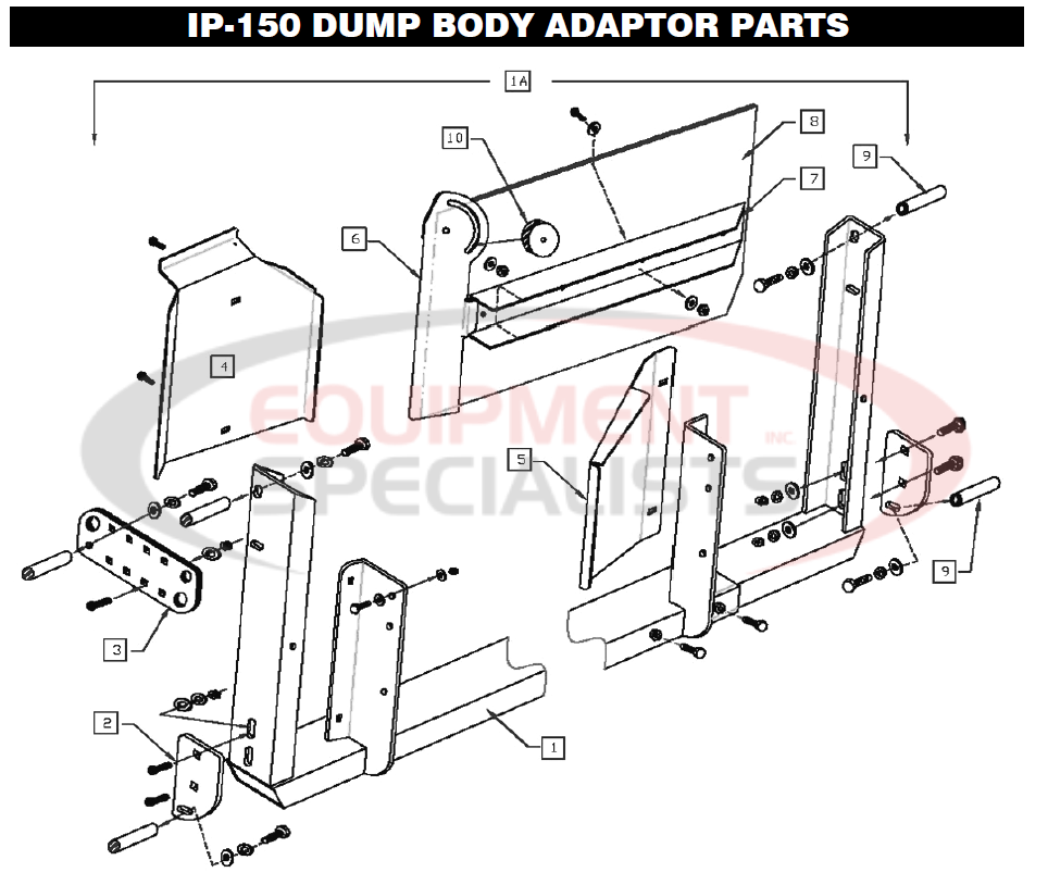 Downeaster IP-150 Dump Body Adaptor Parts Breakdown Diagram