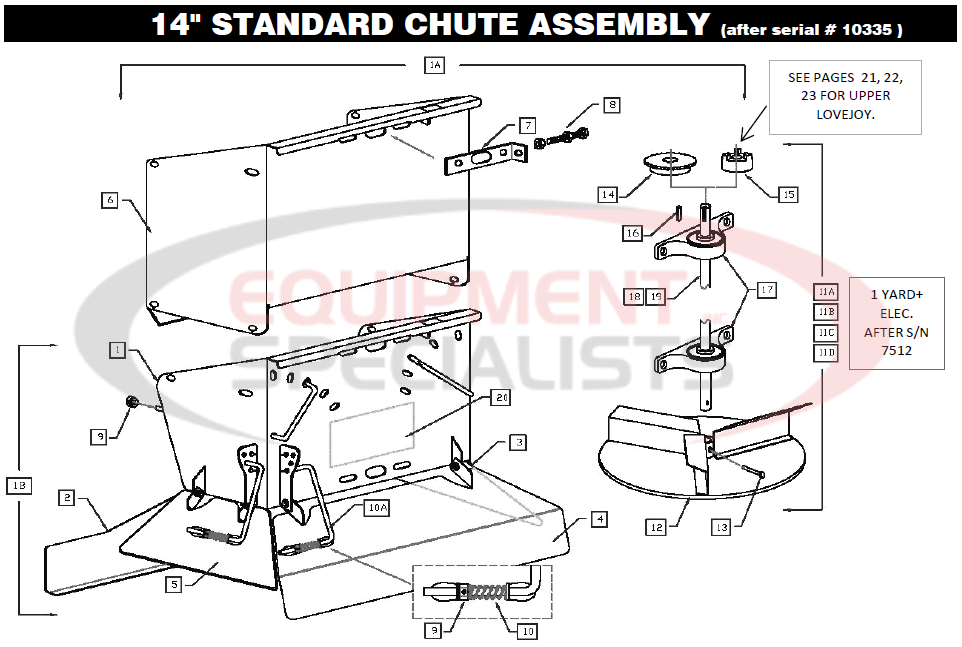 Downeaster 14" Standard Chute Assy After Serial #10335 Diagram Breakdown Diagram