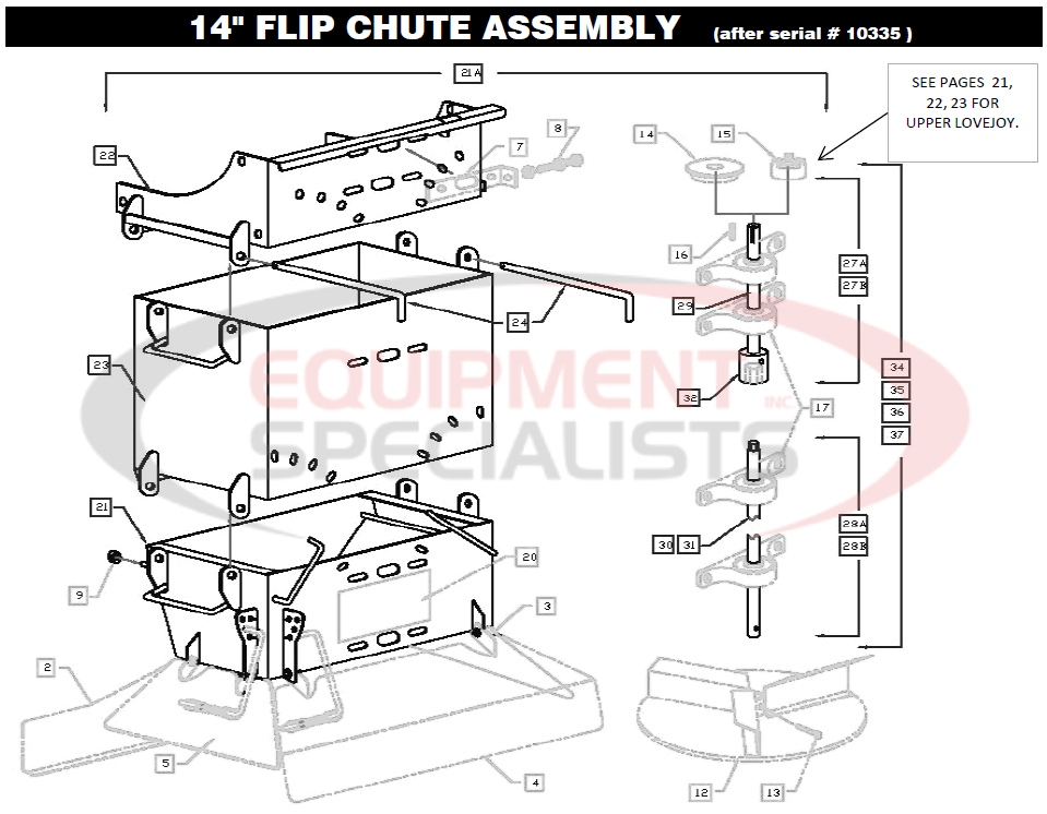 Downeaster 14" Flip Chute Assy After Serial #10335 Diagram Breakdown Diagram