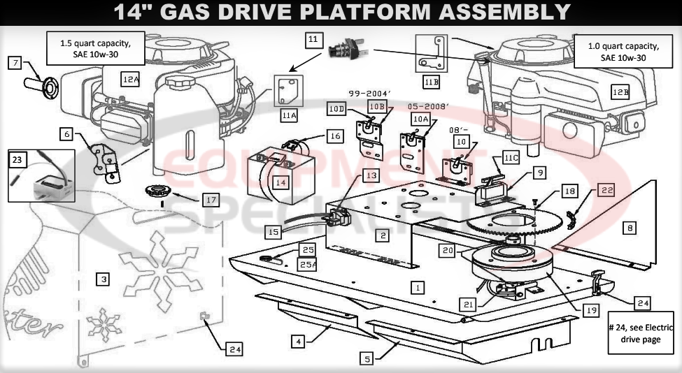 Downeaster 14" Gas Drive Platform Assembly Breakdown Diagram