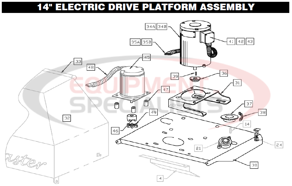 Downeaster 14" Electric Drive Platform Assembly Breakdown Diagram