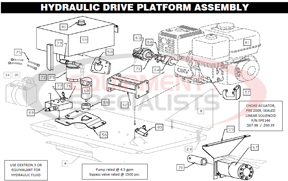 Downeaster Hydraulic Drive Platform Assembly Breakdown Diagram