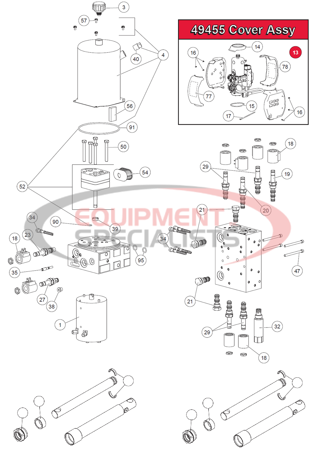 Western Hydraulic Ultramount Wideout Hydraulic Power Unit Breakdown Diagram