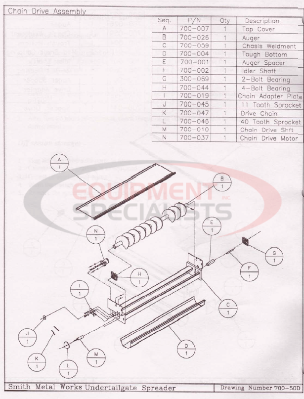 Smith Under Tailgate Chain Drive Assembly Breakdown Diagram