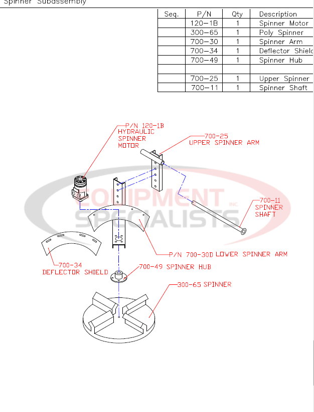Smith Under Tailgate Spinner Sub Assembly Breakdown Diagram