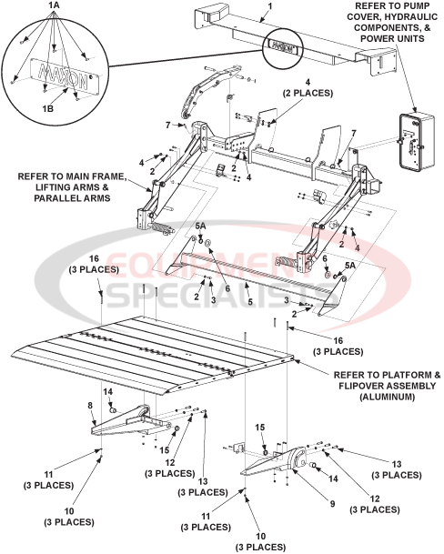 Maxon Tuk-A-Way GPTLR-25 & GPTLR-33 Aluminum Main Assembly Breakdown Diagram