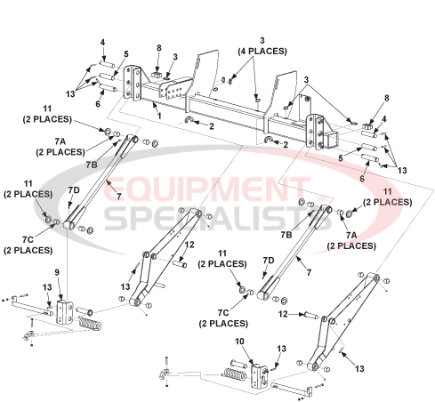 Maxon Tuk-A-Way GPTLR-25 & GPTLR-33 Main Frame, Lifting Arms, & Parallel Arms Breakdown Diagram
