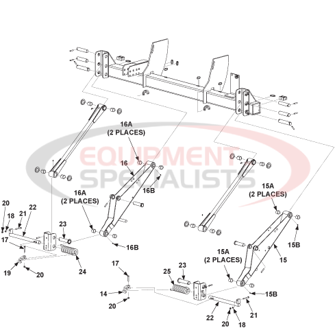 Maxon Tuk-A-Way GPTLR-25 & GPTLR-33 Main Frame, Lifting Arms, & Parallel Arms 2nd Diagram Breakdown Diagram